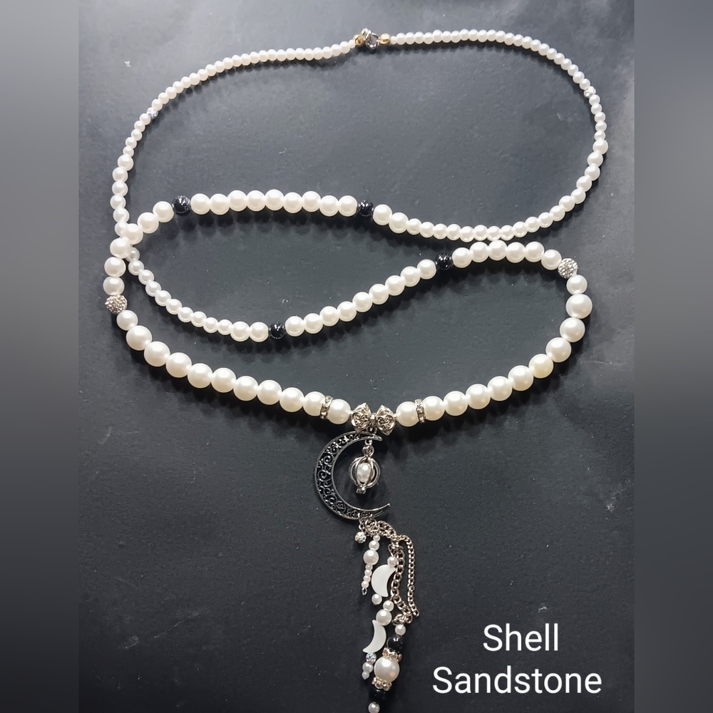 Cresent moon pearl necklace